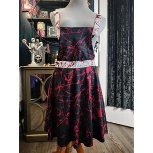 Spooky Doll blood spatter pinafore skirtall